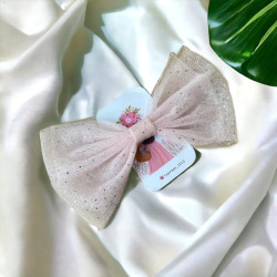  Pink bow net design hair clip- Yaren