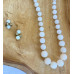 Cream White Agate stone jewelry set with antique golf charm - Flower Child