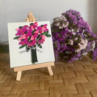 Pink flower bouquet quill frame - Artsy Galore