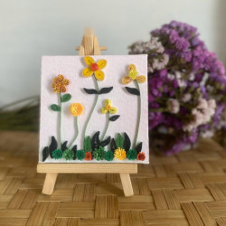 Vibrant yellow flower quill art canvas - Artsy Galore