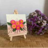 Pink quill art flower canvas - Artsy Galore