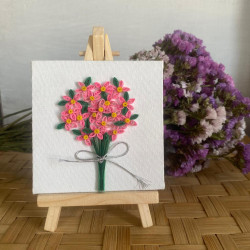 Tall pink flower bunch quilling art - Artsy Galore