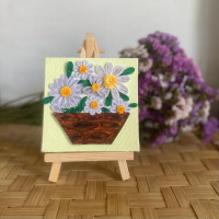 Spring flower basket quill art canvas - Artsy Galore