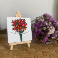 Tall red flower bunch quilling art - Artsy Galore