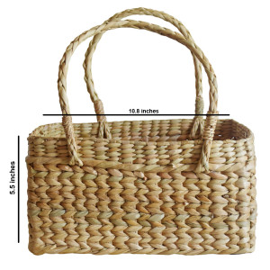 Eco Friendly Water Reed Square Basket with Handle - Indigi Craft